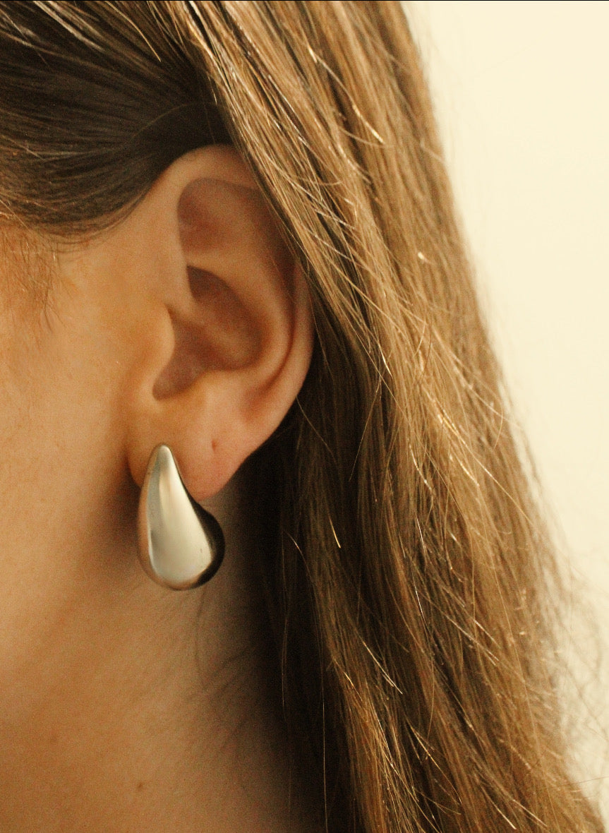 The Luna Silver Teardrop Stud