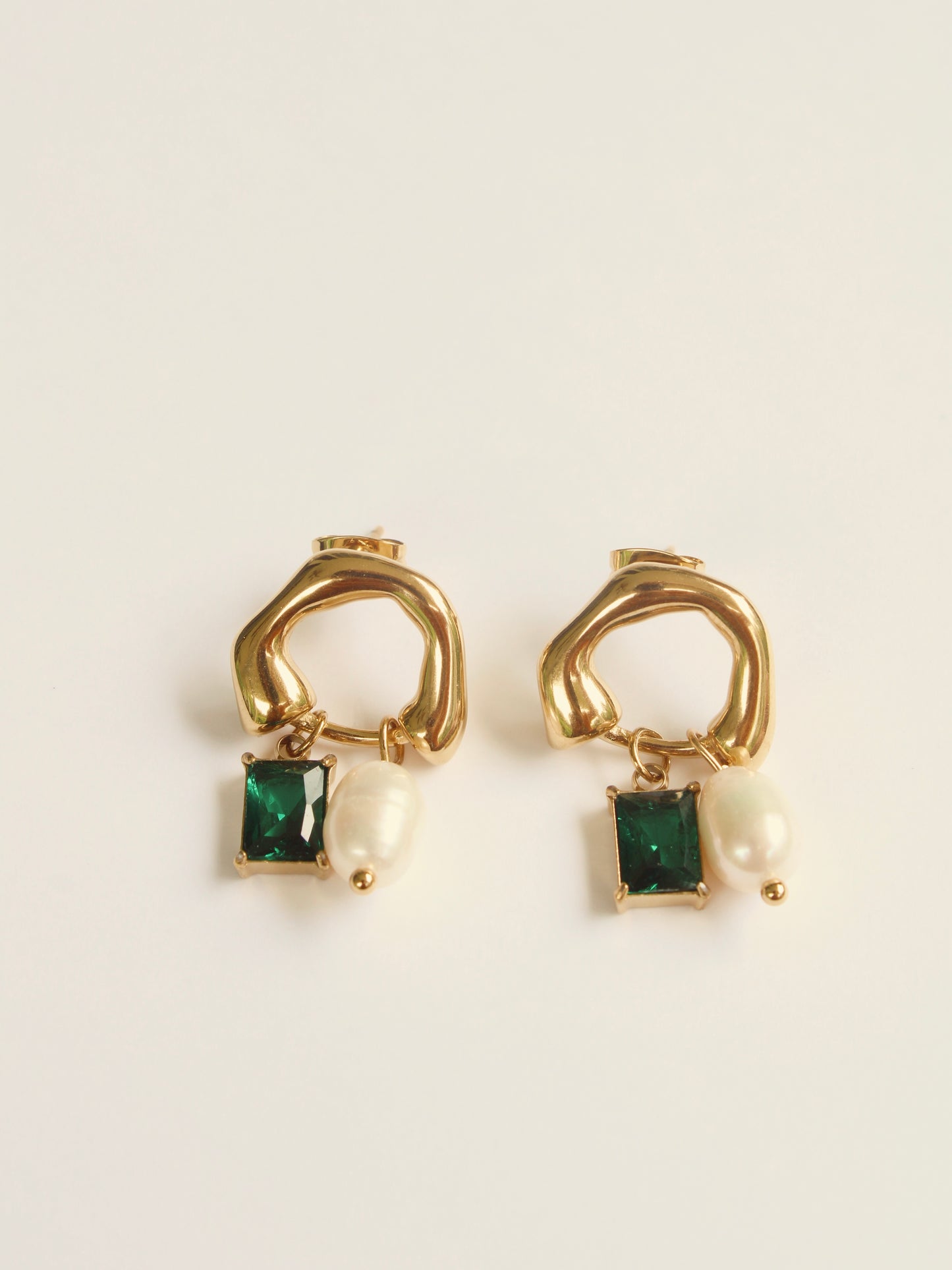 The Viola Emerald and Pearl Stud