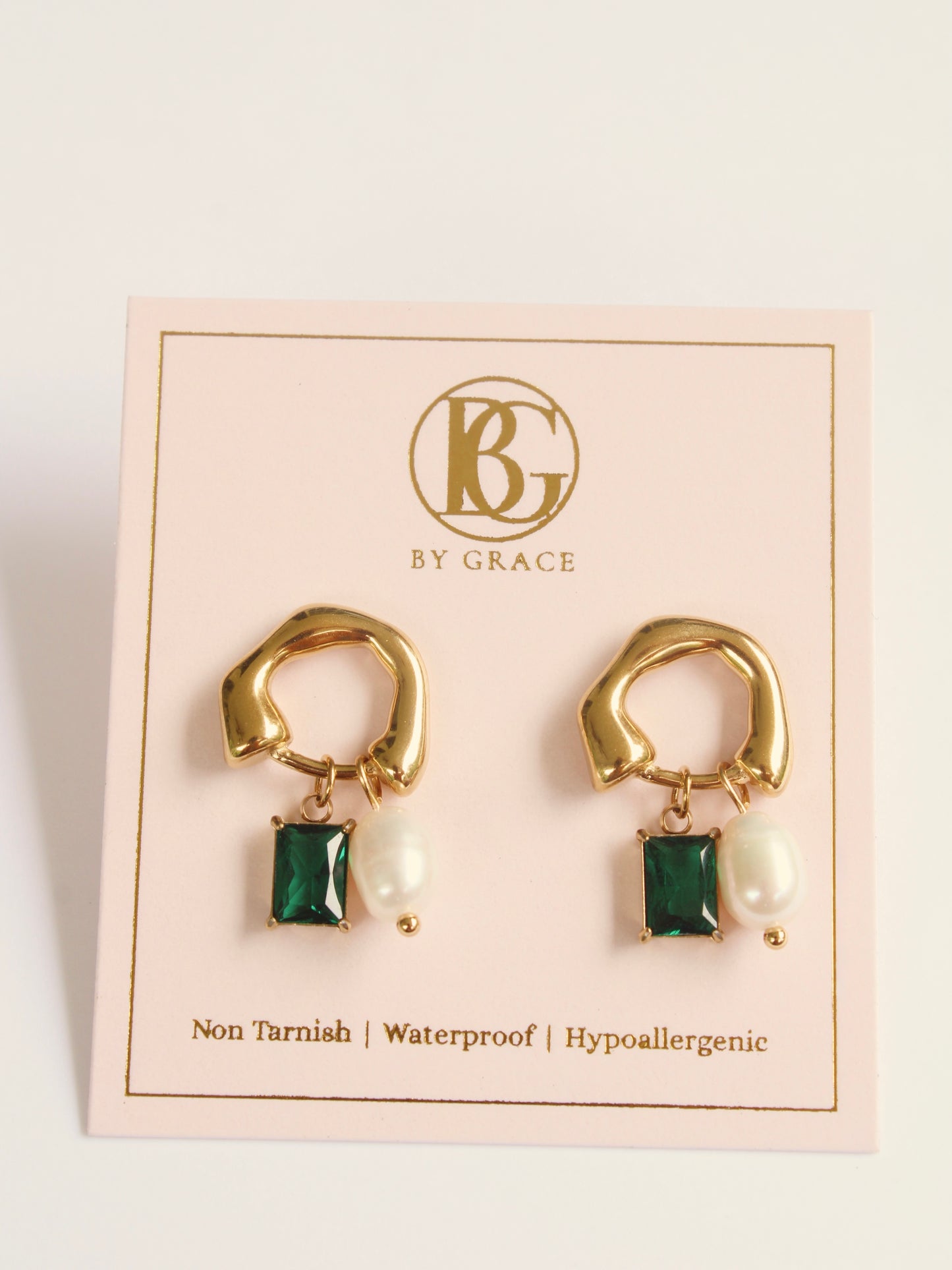 The Viola Emerald and Pearl Stud