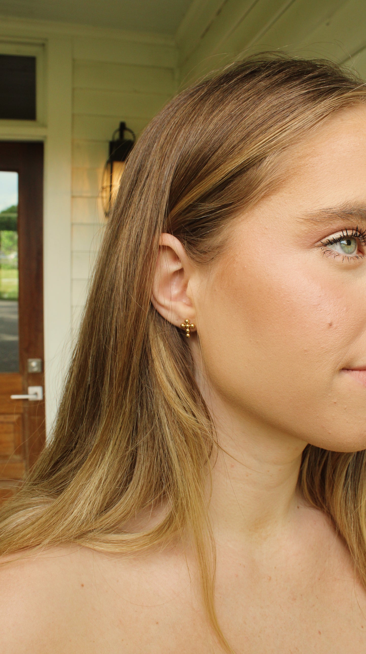 The Bella Gold Cross Stud