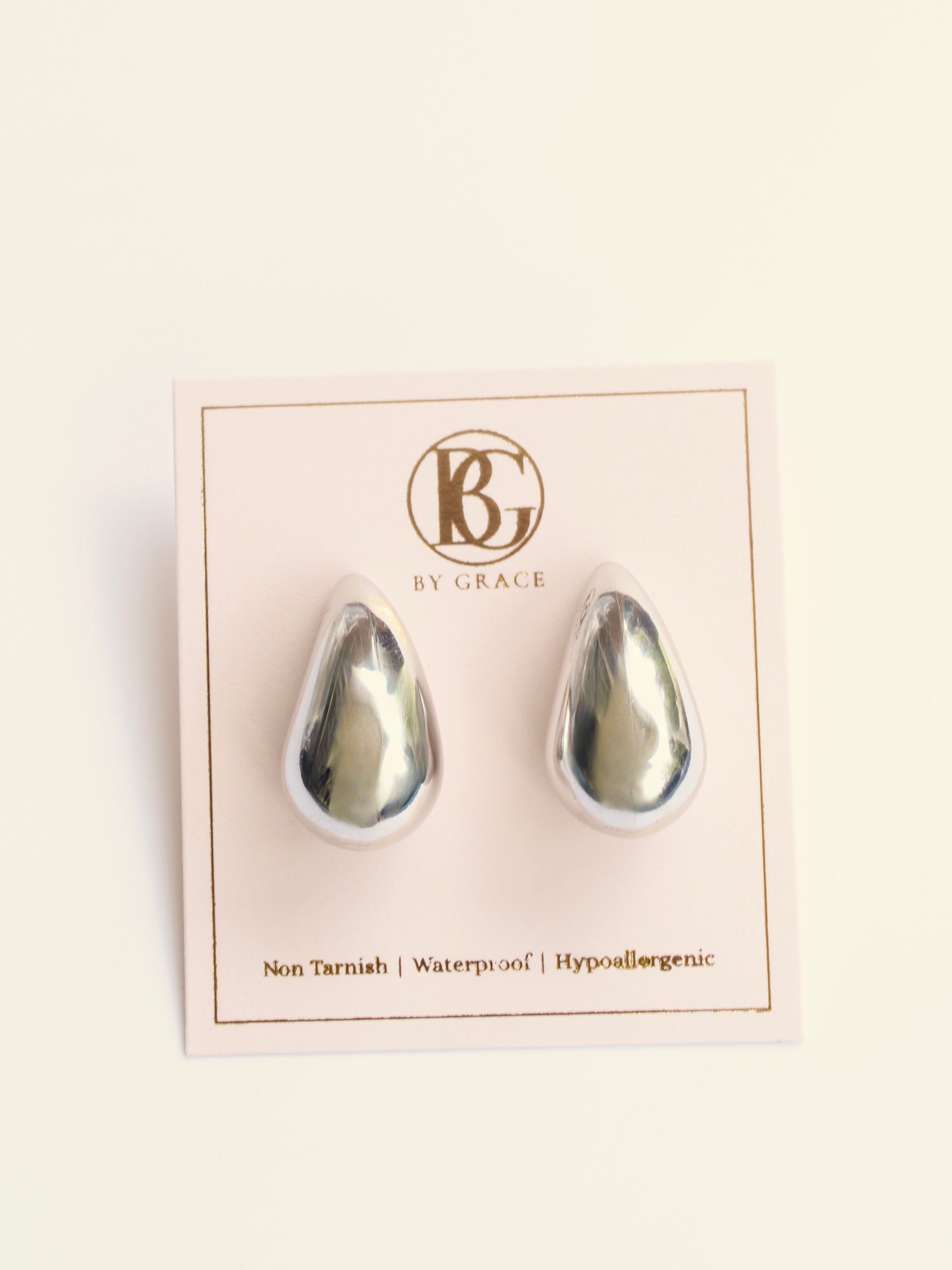 The Luna Silver Teardrop Stud